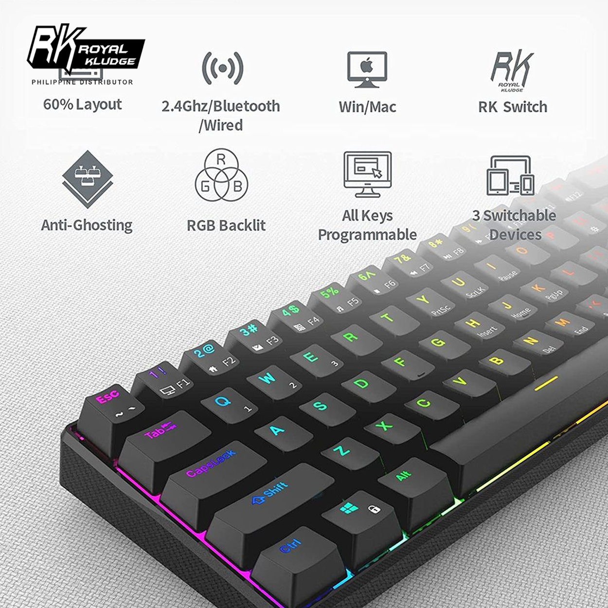 Royal Kludge RK61 RGB Wireless Gaming Keyboard – Royal Kludge Philippines