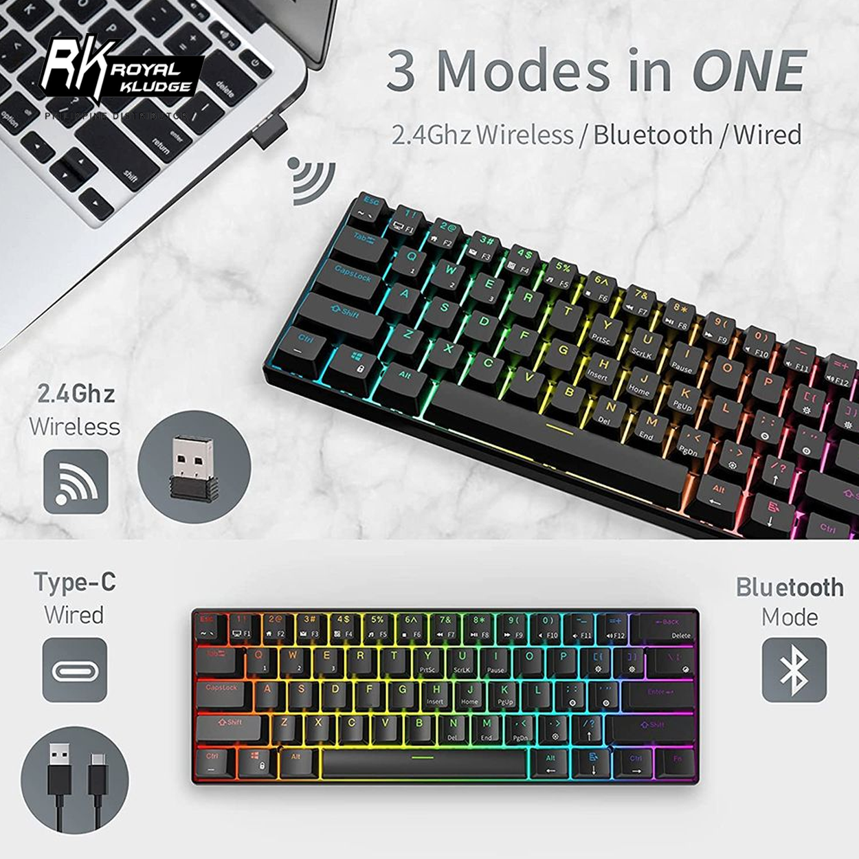 Royal Kludge RK61 60% RGB Wireless Mechanical Gaming Keyboard